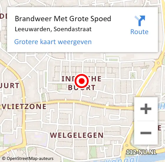 Locatie op kaart van de 112 melding: Brandweer Met Grote Spoed Naar Leeuwarden, Soendastraat op 1 juni 2020 18:23