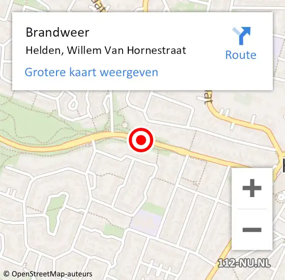 Locatie op kaart van de 112 melding: Brandweer Helden, Willem Van Hornestraat op 1 juni 2020 19:42