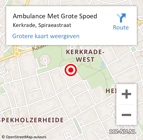 Locatie op kaart van de 112 melding: Ambulance Met Grote Spoed Naar Kerkrade, Spiraeastraat op 8 mei 2014 12:01