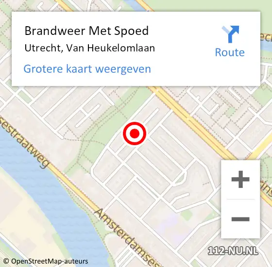 Locatie op kaart van de 112 melding: Brandweer Met Spoed Naar Utrecht, Van Heukelomlaan op 1 juni 2020 20:03