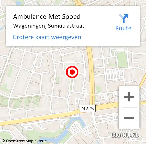 Locatie op kaart van de 112 melding: Ambulance Met Spoed Naar Wageningen, Sumatrastraat op 1 juni 2020 20:32