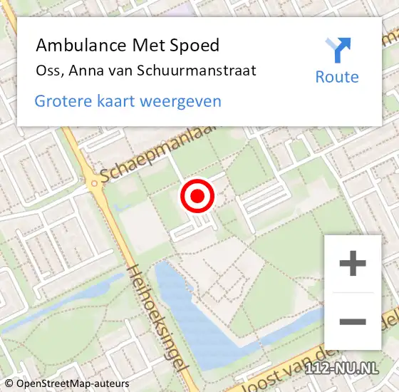 Locatie op kaart van de 112 melding: Ambulance Met Spoed Naar Oss, Anna van Schuurmanstraat op 1 juni 2020 21:05