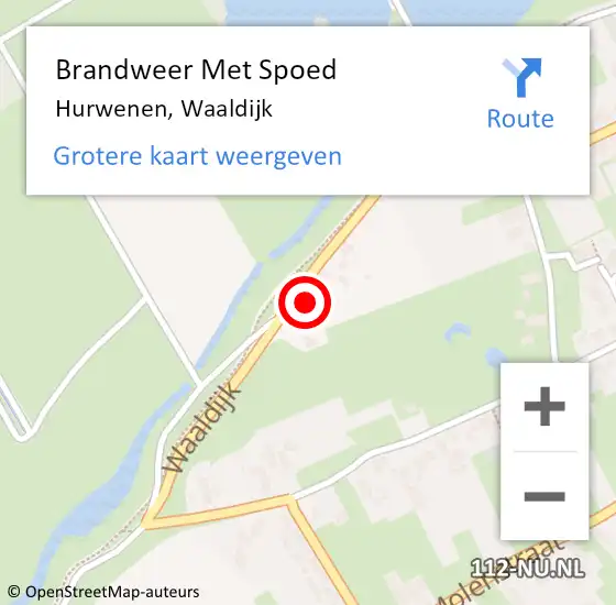 Locatie op kaart van de 112 melding: Brandweer Met Spoed Naar Hurwenen, Waaldijk op 8 mei 2014 12:09