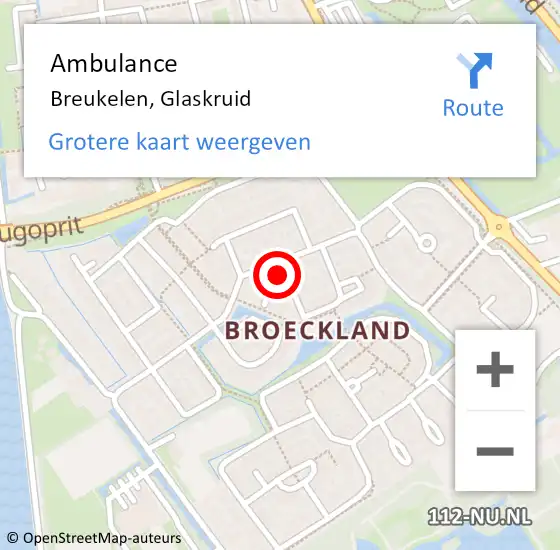 Locatie op kaart van de 112 melding: Ambulance Breukelen, Glaskruid op 1 oktober 2013 10:03