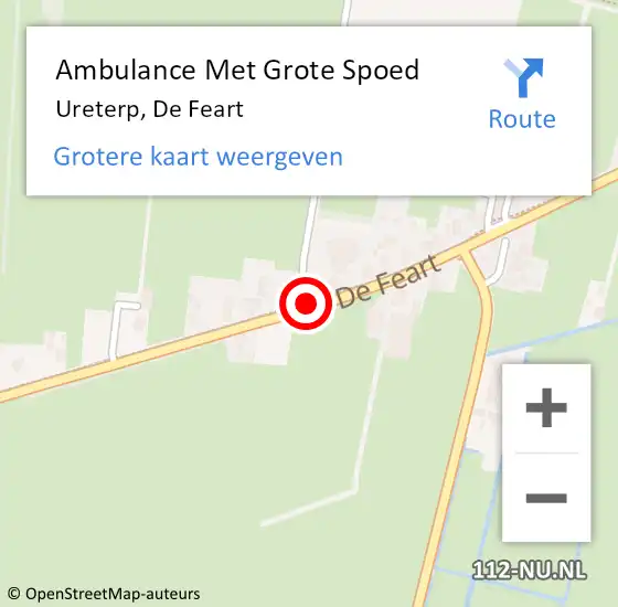 Locatie op kaart van de 112 melding: Ambulance Met Grote Spoed Naar Ureterp, De Feart op 1 juni 2020 21:52