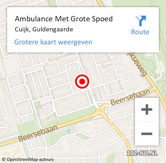 Locatie op kaart van de 112 melding: Ambulance Met Grote Spoed Naar Cuijk, Guldengaarde op 1 juni 2020 22:04