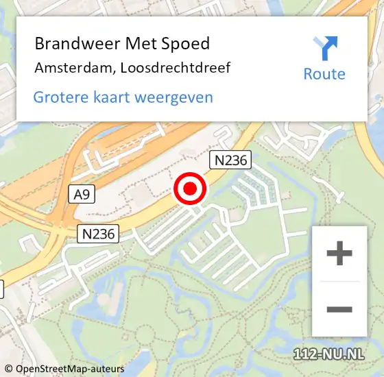 Locatie op kaart van de 112 melding: Brandweer Met Spoed Naar Amsterdam, Loosdrechtdreef op 1 juni 2020 22:29