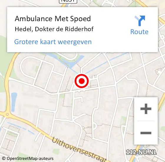 Locatie op kaart van de 112 melding: Ambulance Met Spoed Naar Hedel, Dokter de Ridderhof op 1 juni 2020 22:37