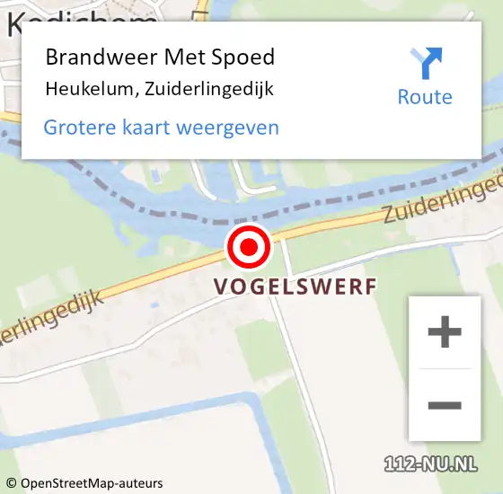 Locatie op kaart van de 112 melding: Brandweer Met Spoed Naar Heukelum, Zuiderlingedijk op 1 juni 2020 22:46