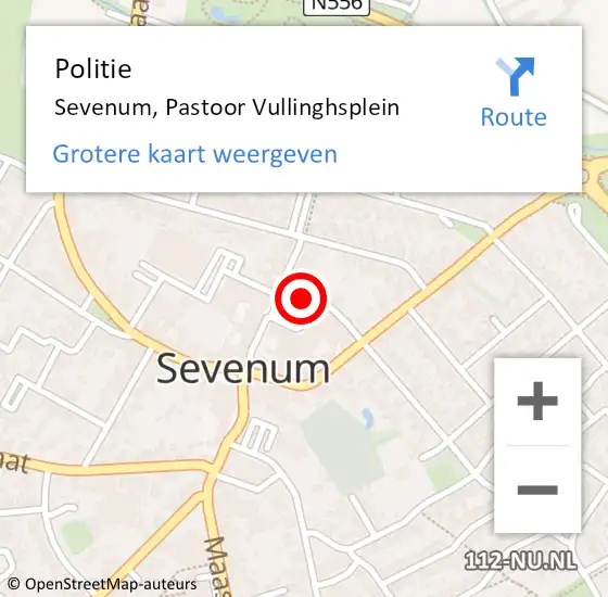 Locatie op kaart van de 112 melding: Politie Sevenum, Pastoor Vullinghsplein op 2 juni 2020 00:51