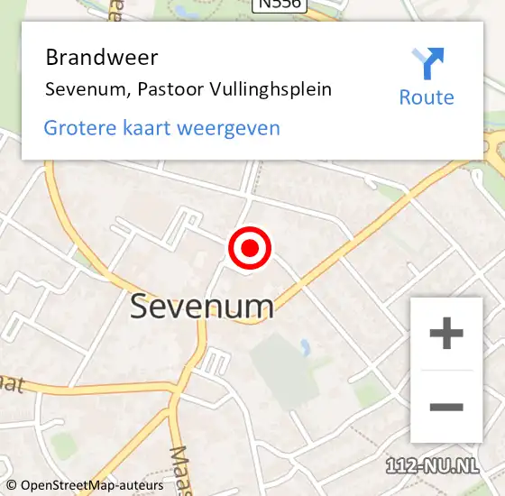 Locatie op kaart van de 112 melding: Brandweer Sevenum, Pastoor Vullinghsplein op 2 juni 2020 00:53