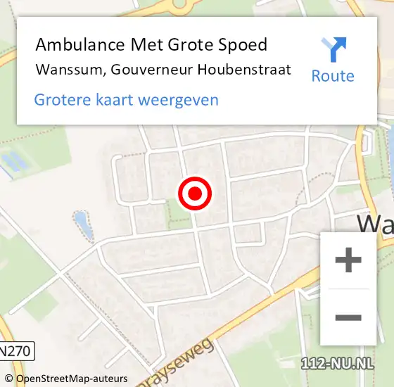 Locatie op kaart van de 112 melding: Ambulance Met Grote Spoed Naar Wanssum, Gouverneur Houbenstraat op 8 mei 2014 12:26