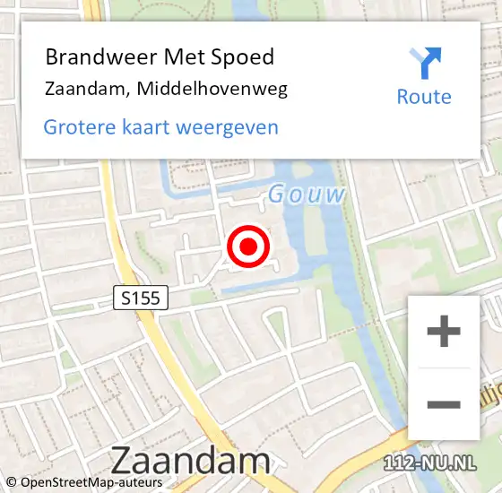 Locatie op kaart van de 112 melding: Brandweer Met Spoed Naar Zaandam, Middelhovenweg op 2 juni 2020 03:00