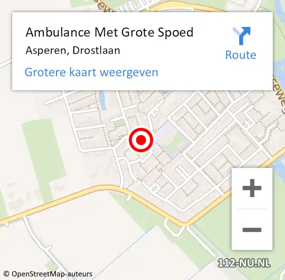 Locatie op kaart van de 112 melding: Ambulance Met Grote Spoed Naar Asperen, Drostlaan op 2 juni 2020 04:37