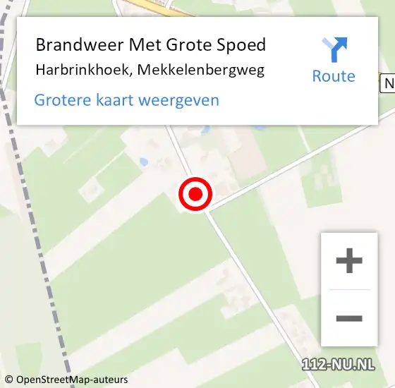 Locatie op kaart van de 112 melding: Brandweer Met Grote Spoed Naar Harbrinkhoek, Mekkelenbergweg op 2 juni 2020 05:33