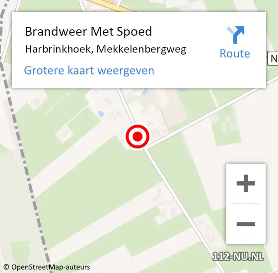 Locatie op kaart van de 112 melding: Brandweer Met Spoed Naar Harbrinkhoek, Mekkelenbergweg op 2 juni 2020 06:45