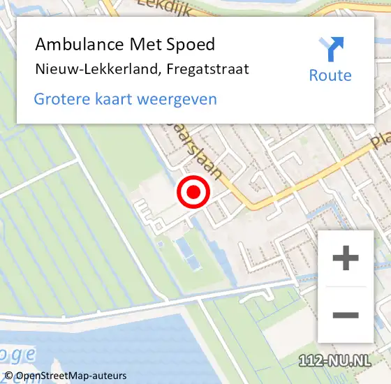 Locatie op kaart van de 112 melding: Ambulance Met Spoed Naar Nieuw-Lekkerland, Fregatstraat op 2 juni 2020 07:45