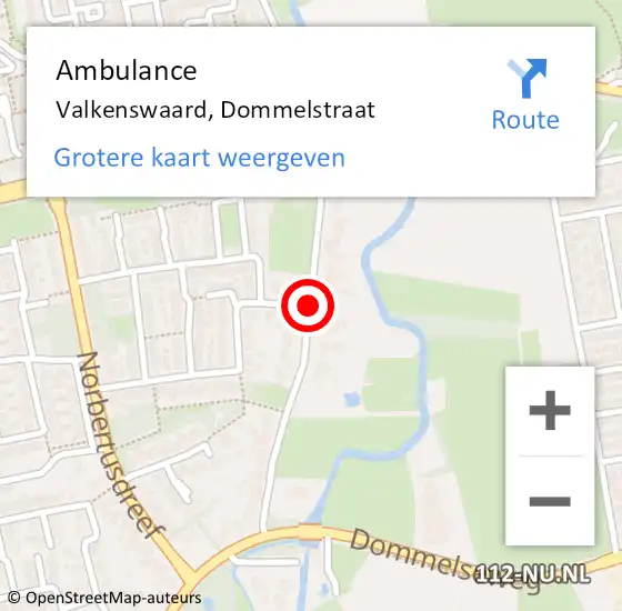 Locatie op kaart van de 112 melding: Ambulance Valkenswaard, Dommelstraat op 2 juni 2020 08:08