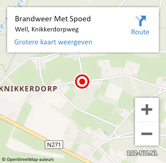 Locatie op kaart van de 112 melding: Brandweer Met Spoed Naar Well, Knikkerdorpweg op 2 juni 2020 10:18