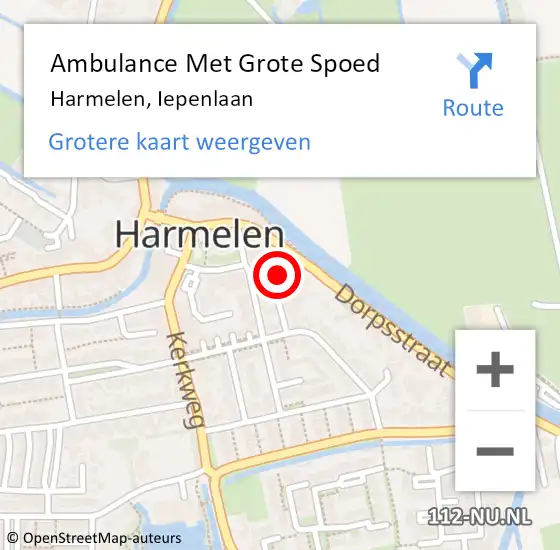 Locatie op kaart van de 112 melding: Ambulance Met Grote Spoed Naar Harmelen, Iepenlaan op 8 mei 2014 12:53