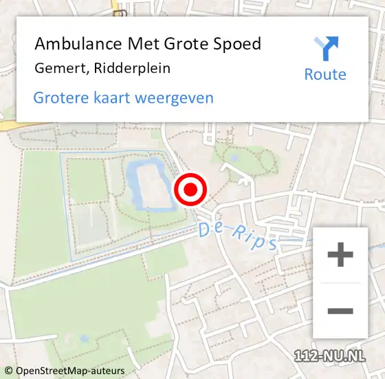 Locatie op kaart van de 112 melding: Ambulance Met Grote Spoed Naar Gemert, Ridderplein op 2 juni 2020 11:10