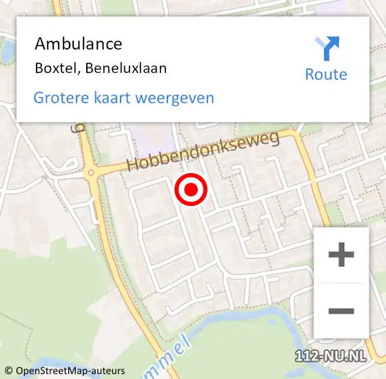 Locatie op kaart van de 112 melding: Ambulance Boxtel, Beneluxlaan op 2 juni 2020 11:35