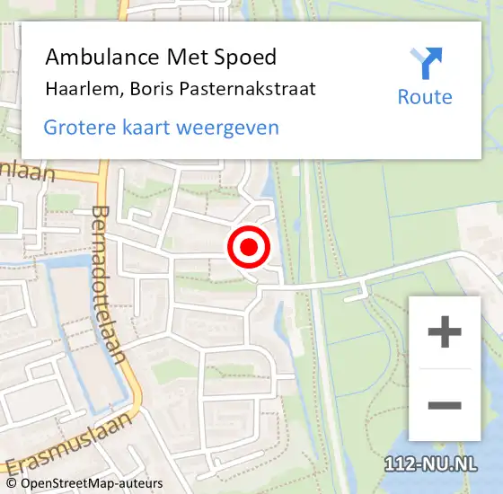 Locatie op kaart van de 112 melding: Ambulance Met Spoed Naar Haarlem, Boris Pasternakstraat op 2 juni 2020 11:50