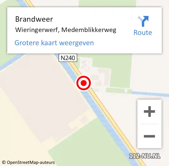 Locatie op kaart van de 112 melding: Brandweer Wieringerwerf, Medemblikkerweg op 2 juni 2020 12:12