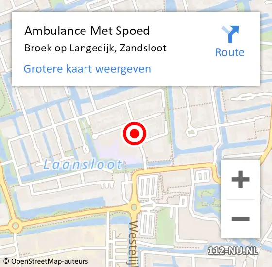 Locatie op kaart van de 112 melding: Ambulance Met Spoed Naar Broek op Langedijk, Zandsloot op 2 juni 2020 12:18