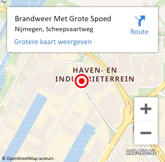 Locatie op kaart van de 112 melding: Brandweer Met Grote Spoed Naar Nijmegen, Scheepvaartweg op 2 juni 2020 12:44