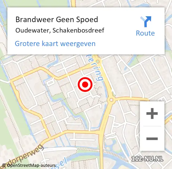 Locatie op kaart van de 112 melding: Brandweer Geen Spoed Naar Oudewater, Schakenbosdreef op 2 juni 2020 13:11