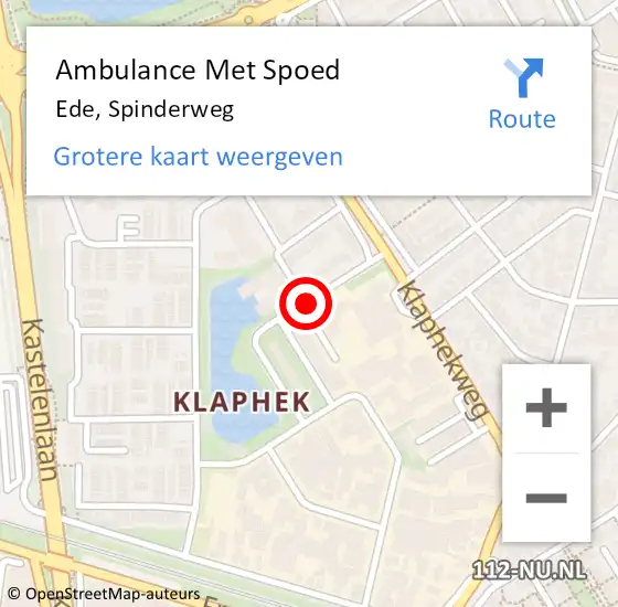 Locatie op kaart van de 112 melding: Ambulance Met Spoed Naar Ede, Spinderweg op 2 juni 2020 14:01