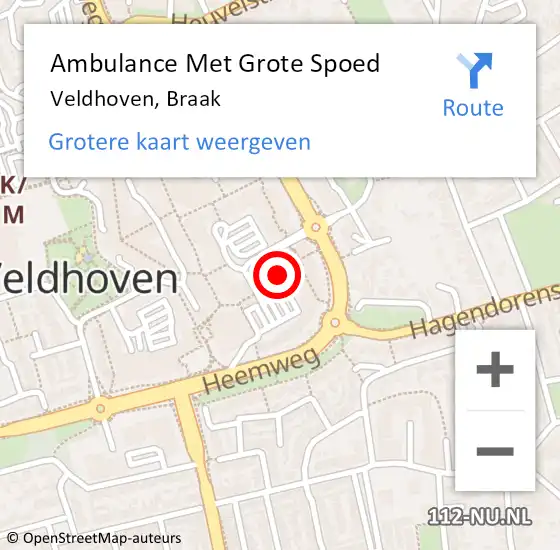 Locatie op kaart van de 112 melding: Ambulance Met Grote Spoed Naar Veldhoven, Braak op 2 juni 2020 14:33