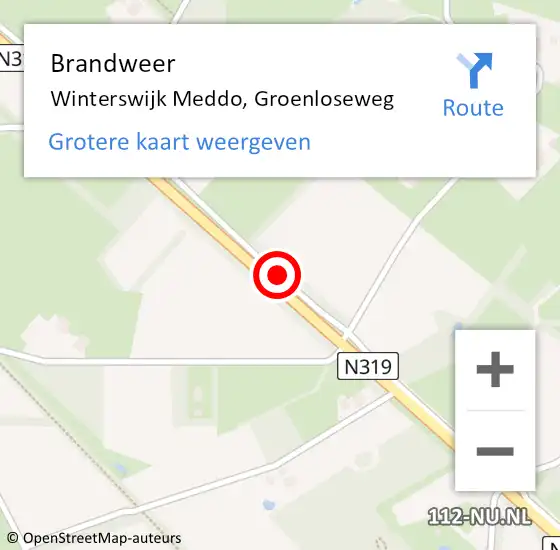 Locatie op kaart van de 112 melding: Brandweer Winterswijk Meddo, Groenloseweg op 2 juni 2020 14:37
