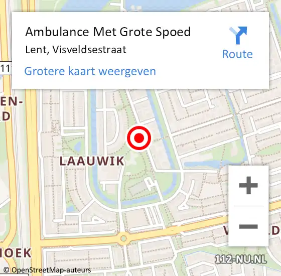 Locatie op kaart van de 112 melding: Ambulance Met Grote Spoed Naar Lent, Visveldsestraat op 2 juni 2020 14:57