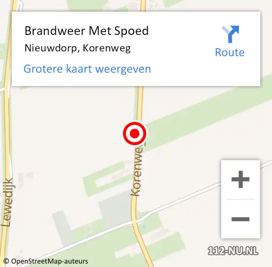 Locatie op kaart van de 112 melding: Brandweer Met Spoed Naar Nieuwdorp, Korenweg op 2 juni 2020 15:00