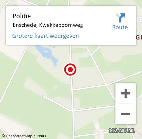 Locatie op kaart van de 112 melding: Politie Enschede, Kwekkeboomweg op 2 juni 2020 15:02