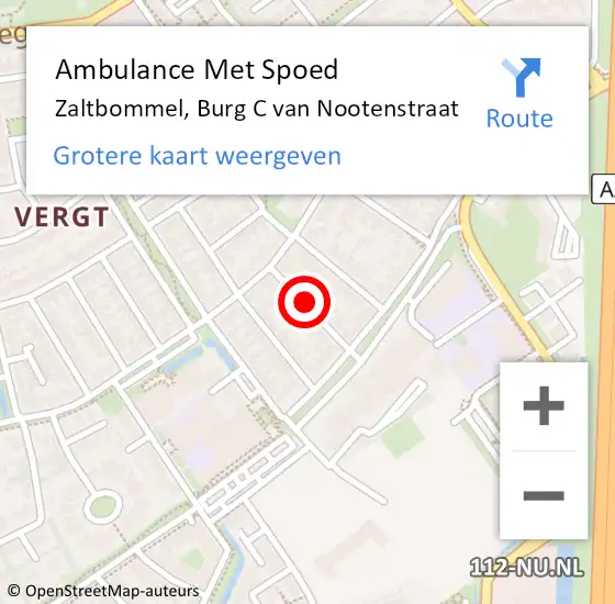 Locatie op kaart van de 112 melding: Ambulance Met Spoed Naar Zaltbommel, Burg C van Nootenstraat op 2 juni 2020 15:03