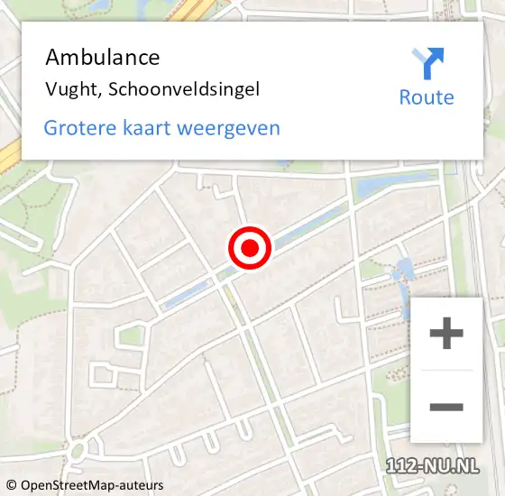 Locatie op kaart van de 112 melding: Ambulance Vught, Schoonveldsingel op 2 juni 2020 15:05