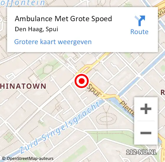 Locatie op kaart van de 112 melding: Ambulance Met Grote Spoed Naar Den Haag, Spui op 2 juni 2020 15:15