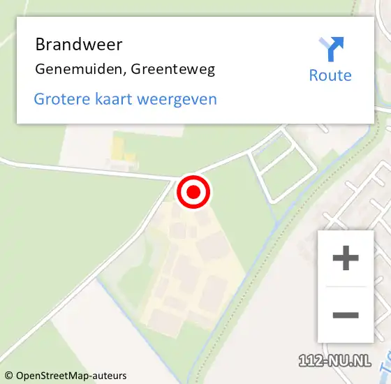 Locatie op kaart van de 112 melding: Brandweer Genemuiden, Greenteweg op 1 oktober 2013 10:09