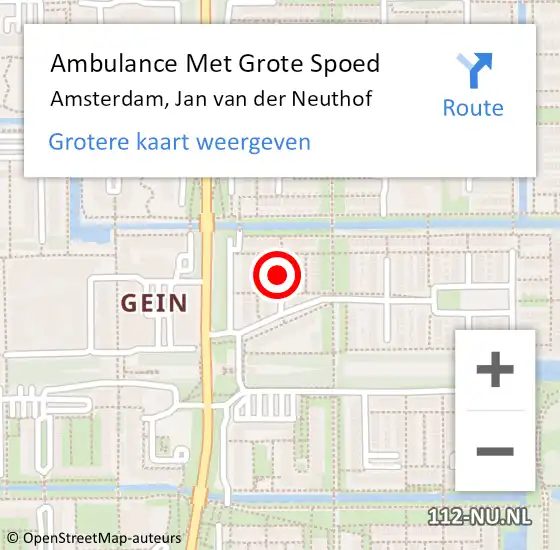 Locatie op kaart van de 112 melding: Ambulance Met Grote Spoed Naar Amsterdam, Jan van der Neuthof op 2 juni 2020 16:06