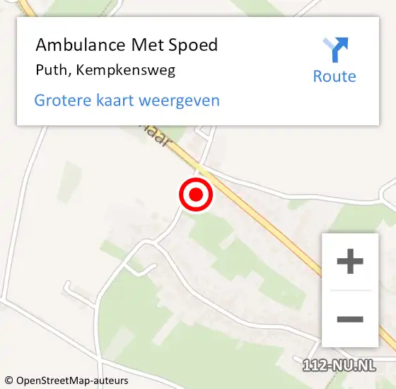 Locatie op kaart van de 112 melding: Ambulance Met Spoed Naar Puth, Kempkensweg op 8 mei 2014 13:31