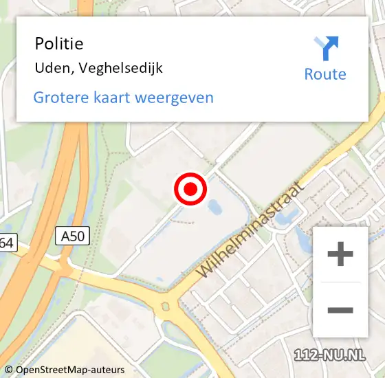 Locatie op kaart van de 112 melding: Politie Uden, Veghelsedijk op 2 juni 2020 16:40