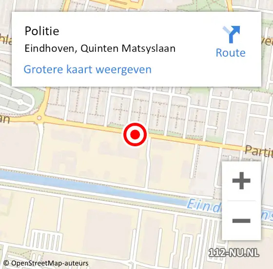 Locatie op kaart van de 112 melding: Politie Eindhoven, Quinten Matsyslaan op 2 juni 2020 17:33