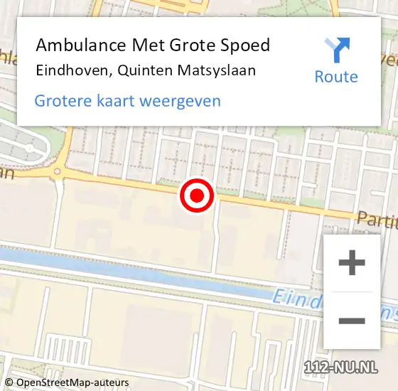 Locatie op kaart van de 112 melding: Ambulance Met Grote Spoed Naar Eindhoven, Quinten Matsyslaan op 2 juni 2020 17:33