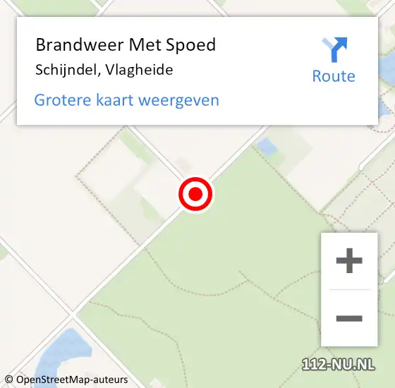 Locatie op kaart van de 112 melding: Brandweer Met Spoed Naar Schijndel, Vlagheide op 2 juni 2020 17:43