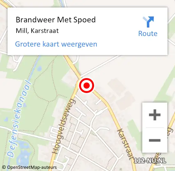 Locatie op kaart van de 112 melding: Brandweer Met Spoed Naar Mill, Karstraat op 2 juni 2020 19:04