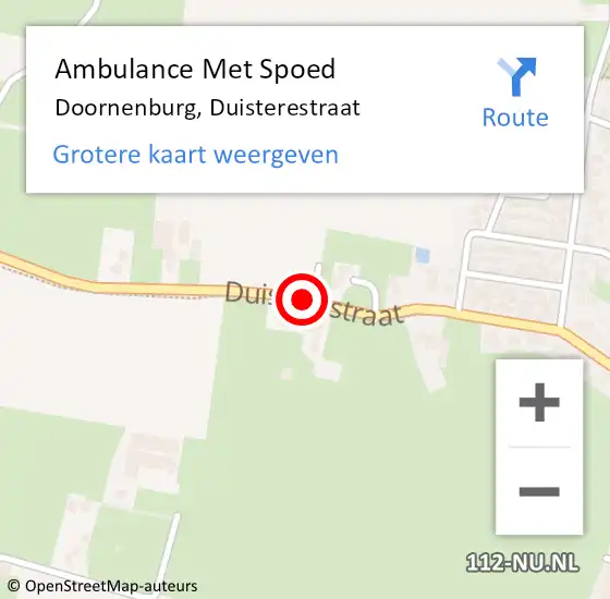 Locatie op kaart van de 112 melding: Ambulance Met Spoed Naar Doornenburg, Duisterestraat op 2 juni 2020 19:34
