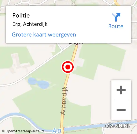 Locatie op kaart van de 112 melding: Politie Erp, Achterdijk op 2 juni 2020 19:43